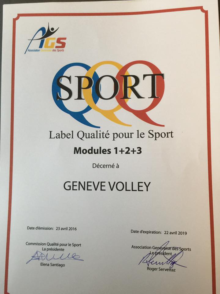 Le GEV certifié Label Qualité pour le Sport