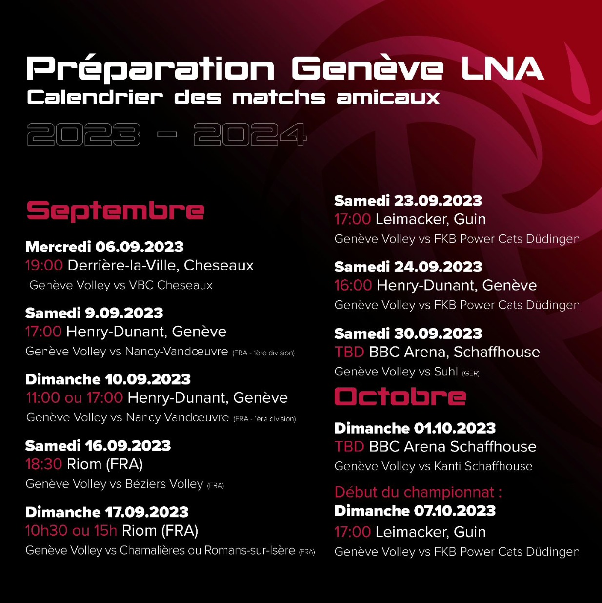 Matchs de préparation